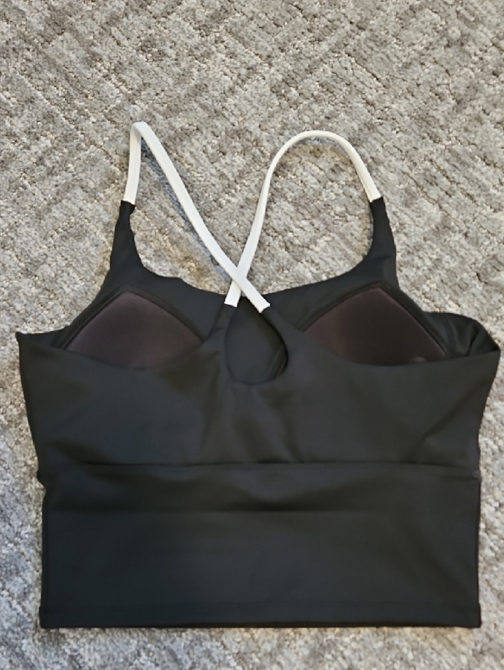 Black Cropped Tank with White Cross-Back Straps - Picture 2 of 3